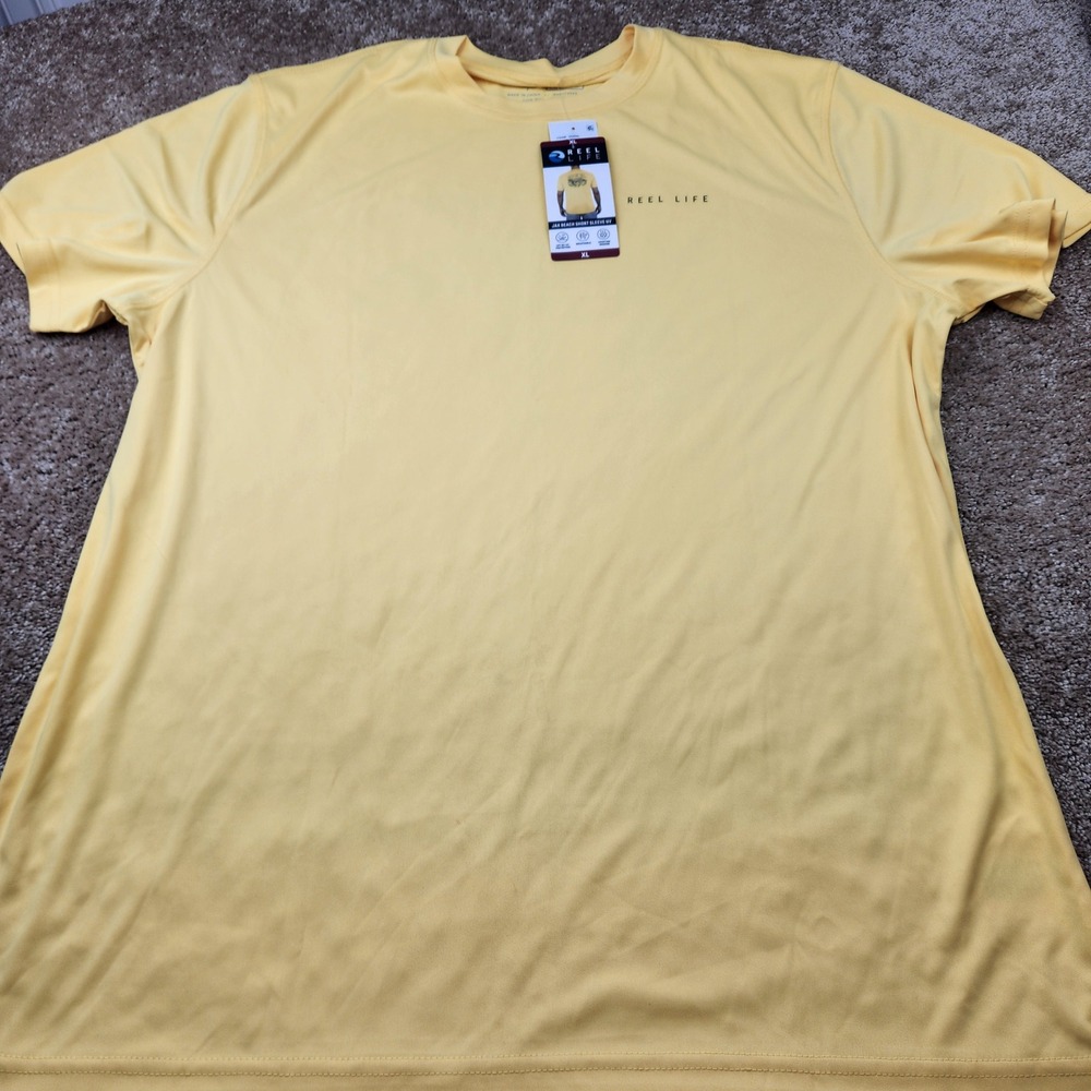 Reel Life Mens XL Jax Beach UV Shirt Yellow Sea Turtle Graphic UPF 50+ 259084